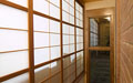 A view of the shoji screen wall from the stairway side.